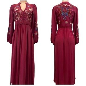 Johnny Was Mika silk heavily embroidered split front dress (oversized) RARE